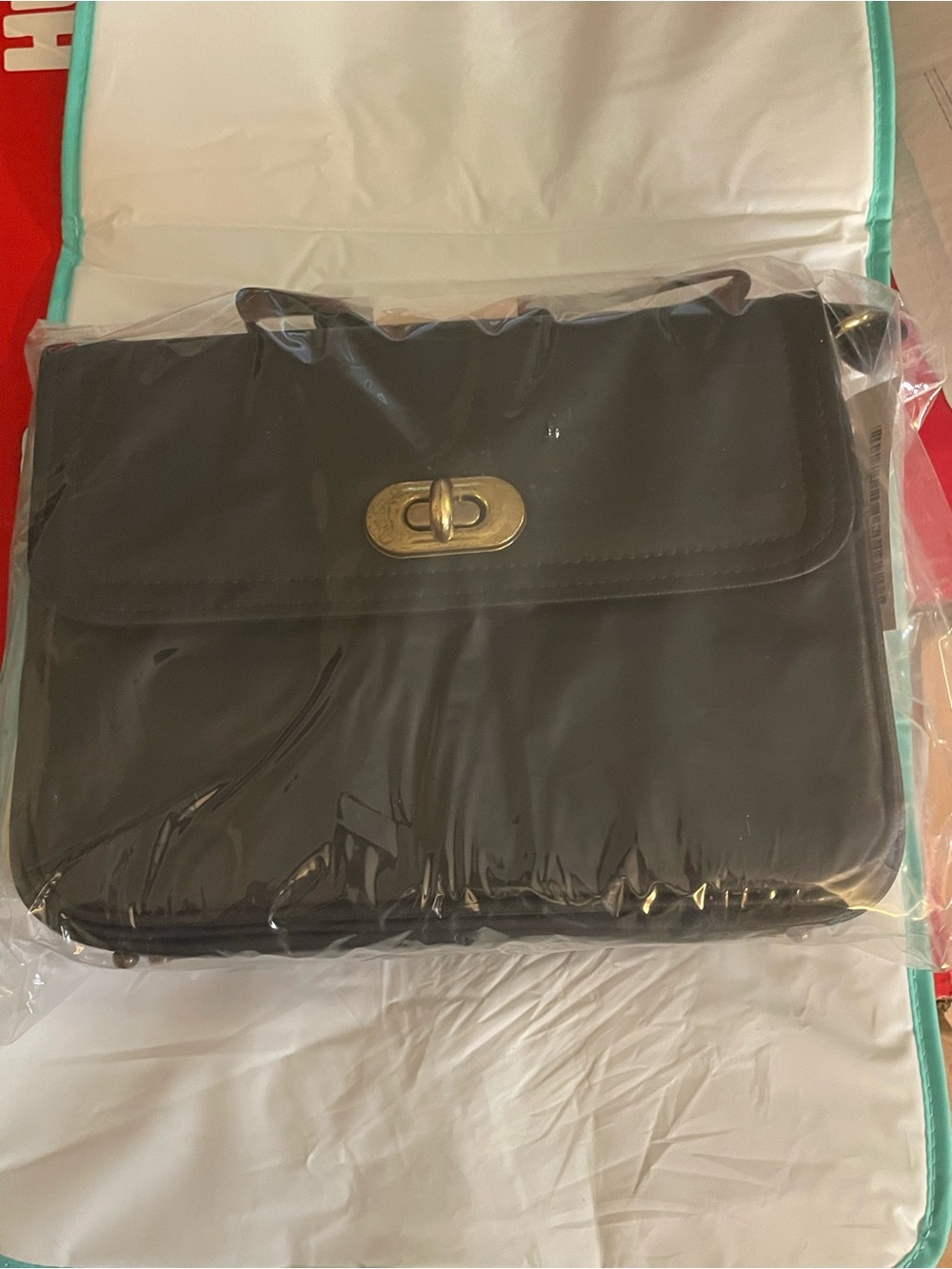 Classic Black Turn-Lock Shoulder Bag